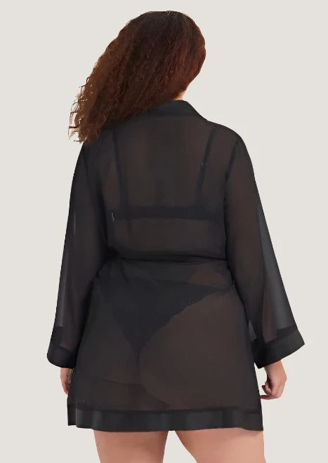 Bluebella Chiffon Kimono (Black) | Avec Amour Lingerie