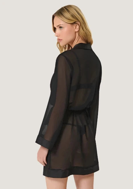 Bluebella Chiffon Kimono (Black) | Avec Amour Lingerie