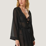 Bluebella Chiffon Kimono (Black) | Avec Amour Lingerie