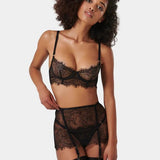 Camelia Skirt Suspender (Black)
