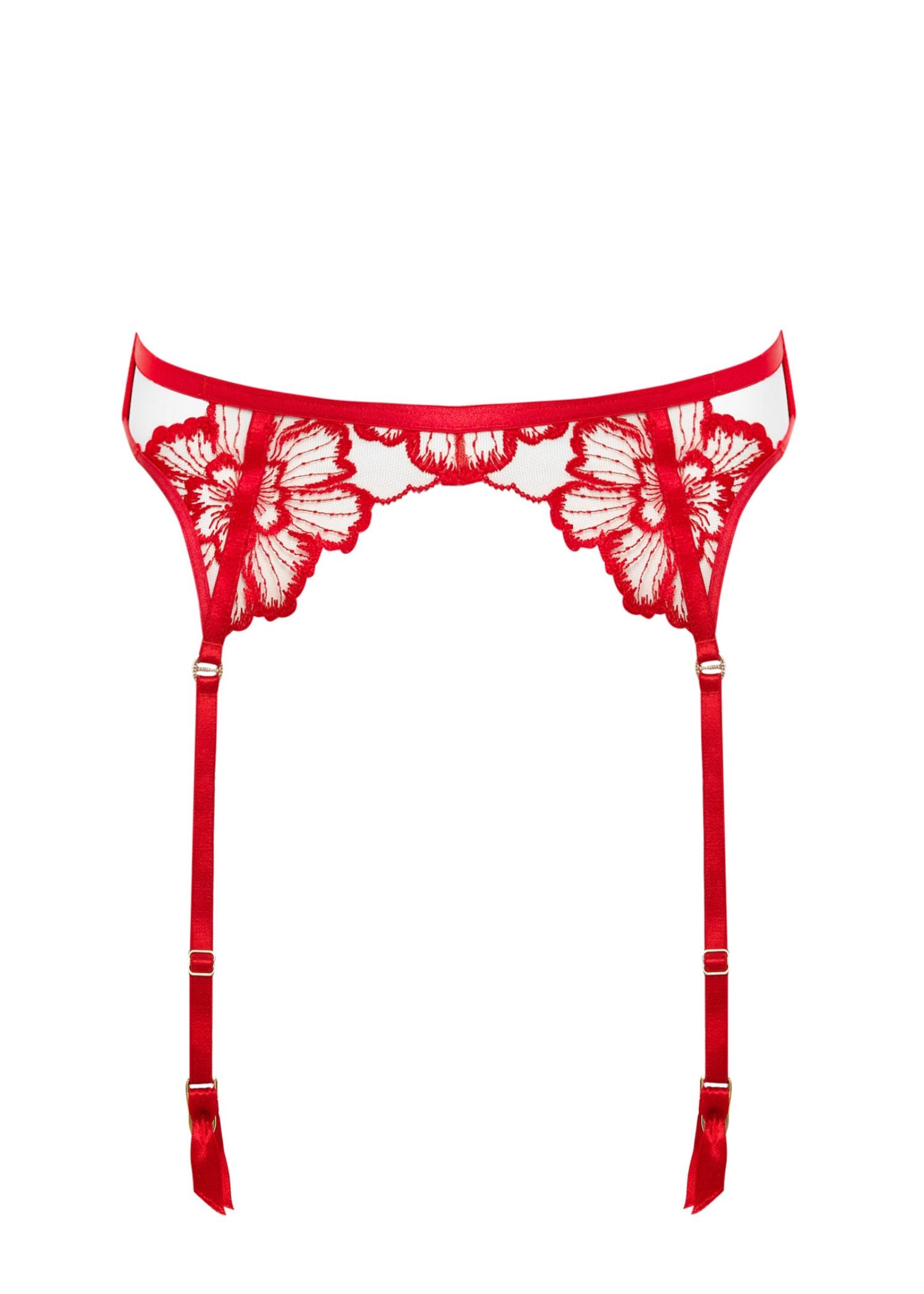 Bluebella CATALINA Suspender (Tomato Red/Sheer) | Avec Amour Sexy Lingerie