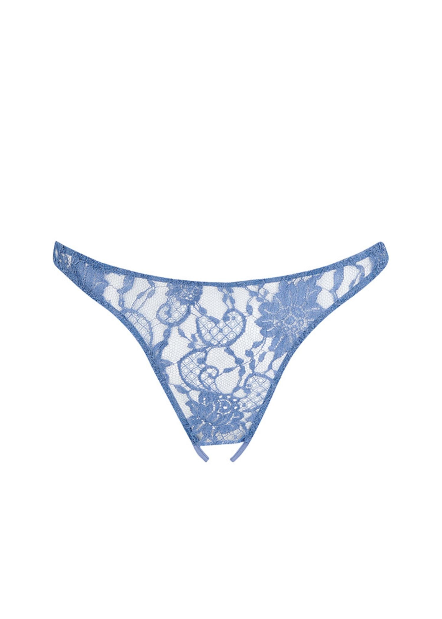 Coco de Mer HERA Open Knicker (Steel Blue) | Avec Amour Sexy Lingerie