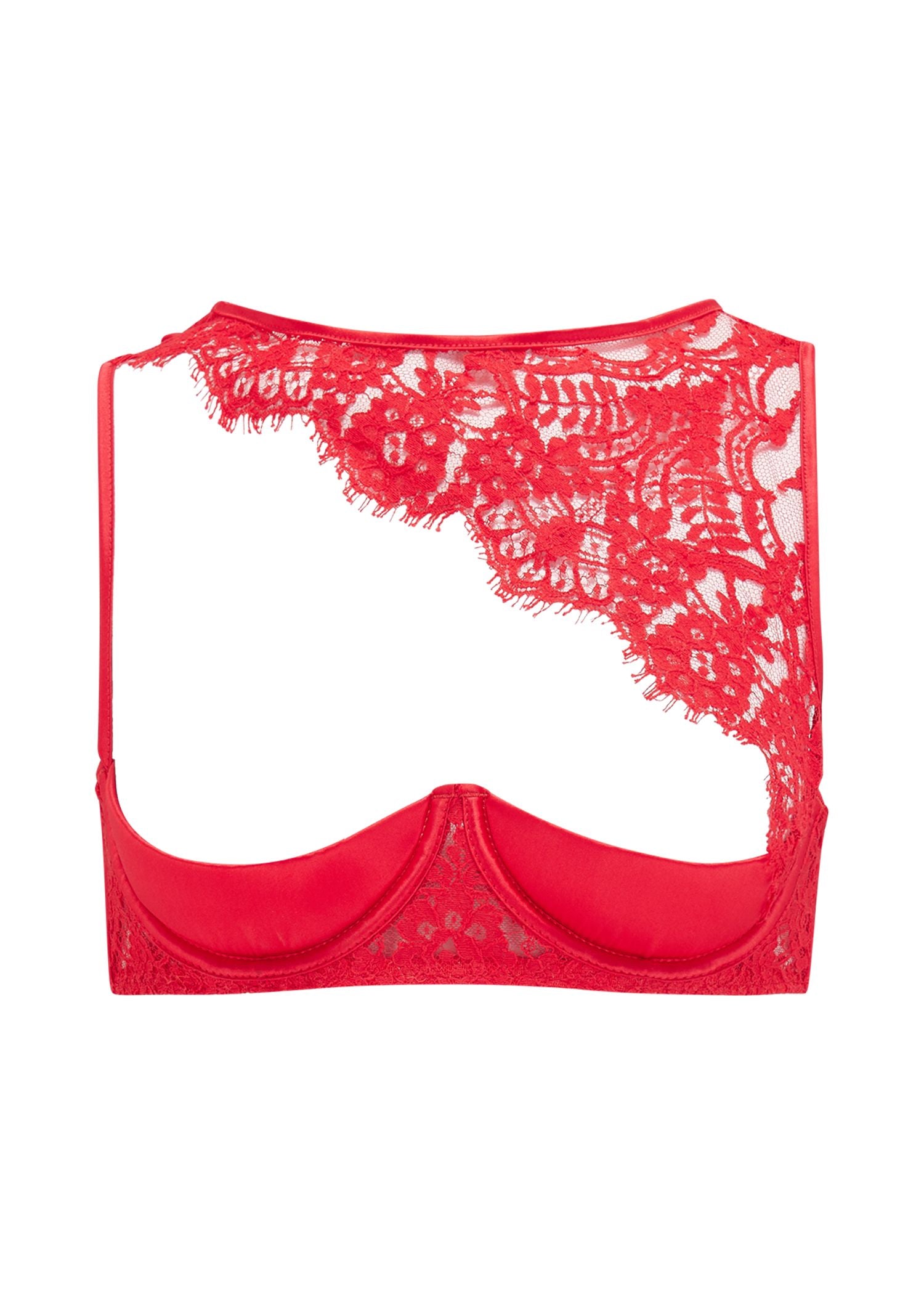 Coco de Mer MARELLA Asymmetric Quarter Cup Bra (Red) | Avec Amour Sexy Lingerie
