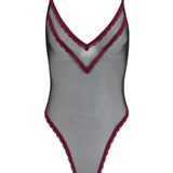 Coco de Mer MAYA Bodysuit (Black/Burgundy) | Avec Amour Sexy Lingerie