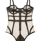 Fleur Du Mal Vegan Leather Caged Bodysuit (Black) | Avec Amour Sexy Lingerie