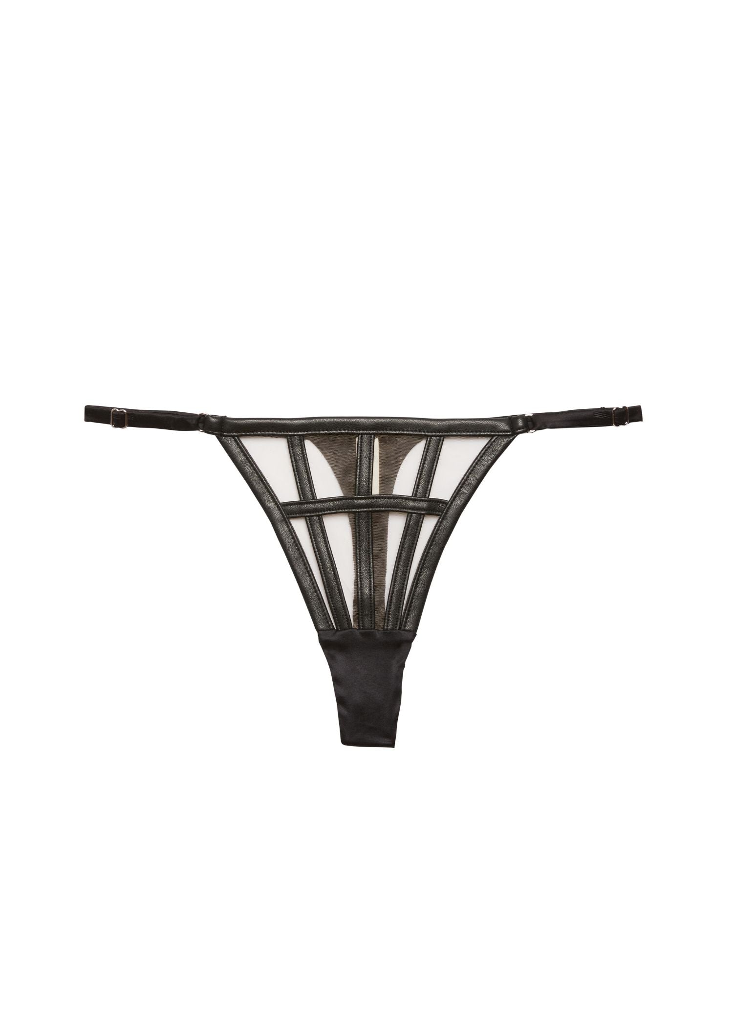 Fleur Du Mal Vegan Leather Caged Thong (Black) | Avec Amour Sexy Lingerie