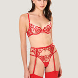 Bluebella CATALINA Suspender (Tomato Red/Sheer) | Avec Amour Sexy Lingerie