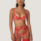 Bluebella MARIAN Suspender (Tomato Red/Sheer) | Avec Amour Sexy Lingerie