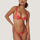 Bluebella MARIAN Wired Bra (Tomato Red/Sheer) | Avec Amour Sexy Lingerie