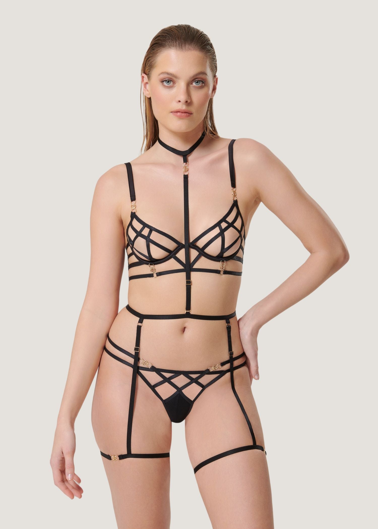 Bluebella SHIRIN Suspender Harness (Black) | Avec Amour Sexy Lingerie