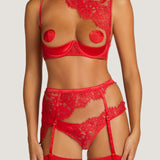 Coco de Mer MARELLA Asymmetric Quarter Cup Bra (Red) | Avec Amour Sexy Lingerie
