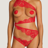 Coco de Mer MARELLA Open Playsuit (Red) | Avec Amour Sexy Lingerie