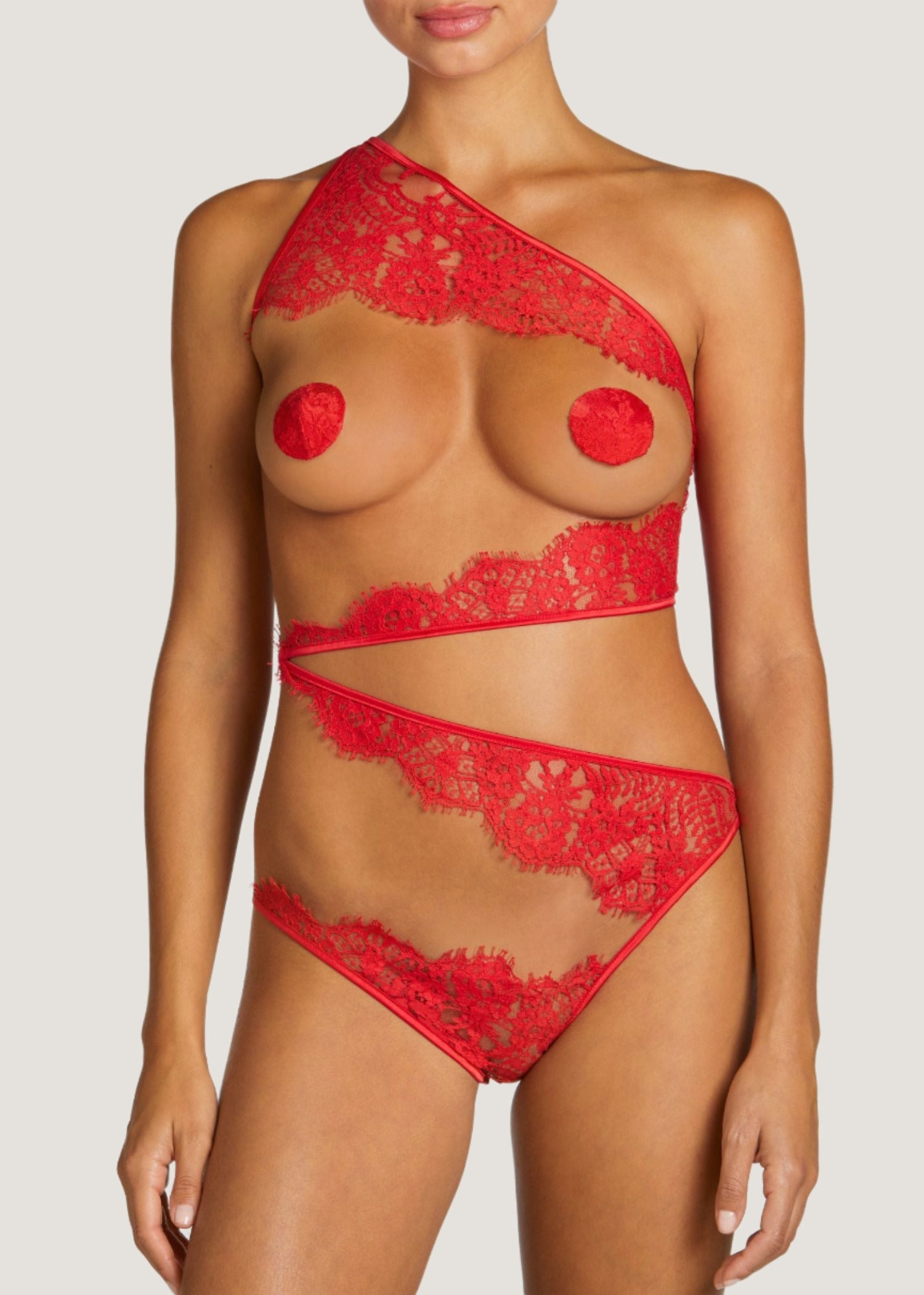 Coco de Mer MARELLA Open Playsuit (Red) | Avec Amour Sexy Lingerie