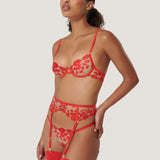 Bluebella MARIAN Suspender (Tomato Red/Sheer) | Avec Amour Sexy Lingerie