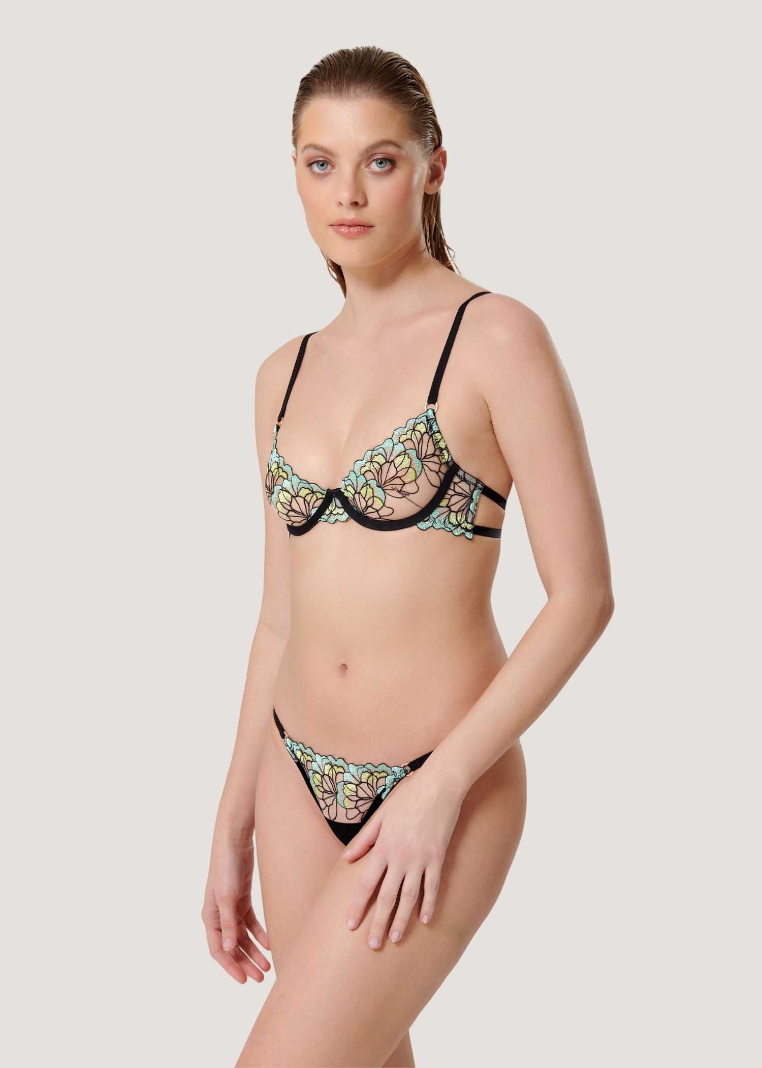Bluebella SERENA Wired Bra (Mint/Lemon/Black) | Avec Amour Sexy Lingerie