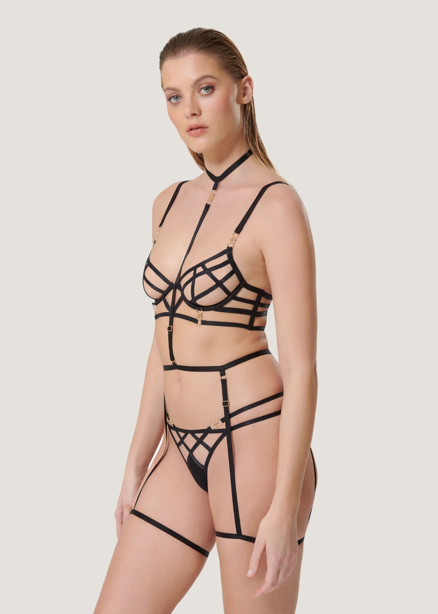 Bluebella SHIRIN Suspender Harness (Black) | Avec Amour Sexy Lingerie