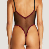 Coco de Mer MAYA Bodysuit (Black/Burgundy) | Avec Amour Sexy Lingerie
