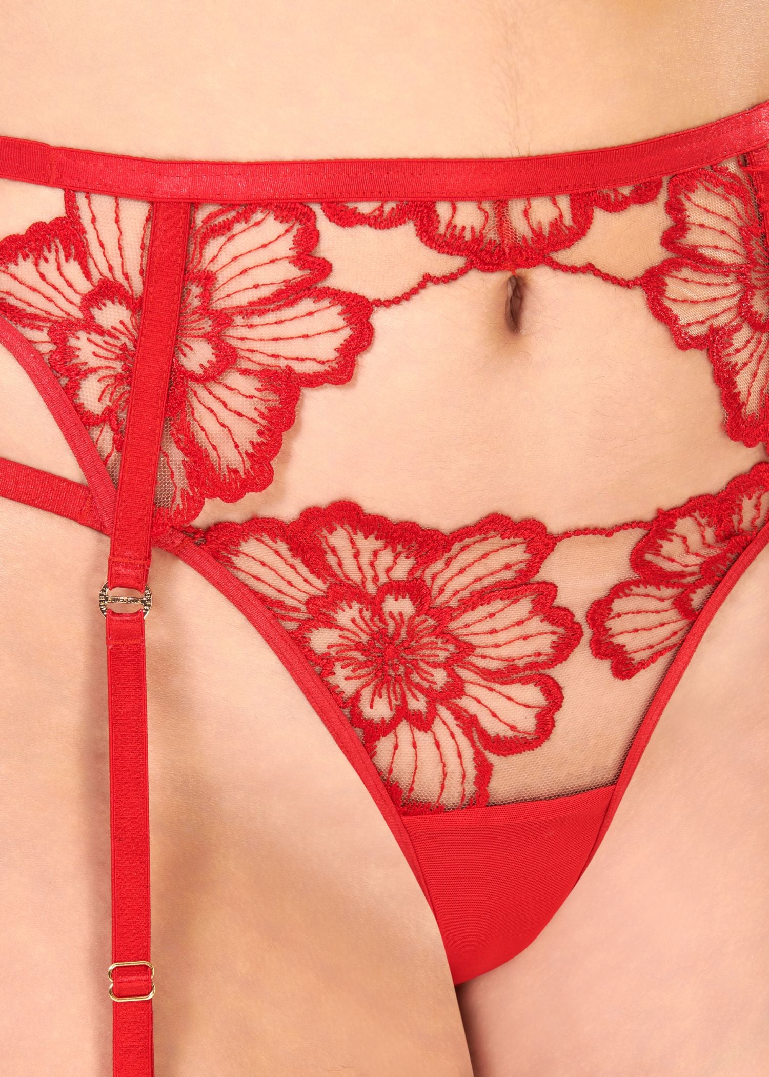 Bluebella CATALINA Suspender (Tomato Red/Sheer) | Avec Amour Sexy Lingerie