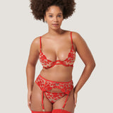 Bluebella MARIAN Suspender (Tomato Red/Sheer) | Avec Amour Sexy Lingerie