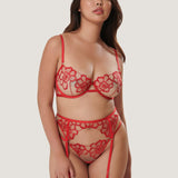 Bluebella CATALINA Suspender (Tomato Red/Sheer) | Avec Amour Sexy Lingerie