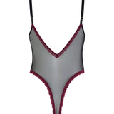 Coco de Mer MAYA Bodysuit (Black/Burgundy) | Avec Amour Sexy Lingerie