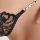 Lucky Cheeks BLACK HOLLYHOCK Luxury G-String (Black) | Avec Amour Sexy Lingerie