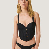 BLUEBELLA - JEAN Luxury Satin Corset Black | Avec Amour