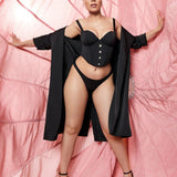 BLUEBELLA - JEAN Luxury Satin Corset Black | Avec Amour