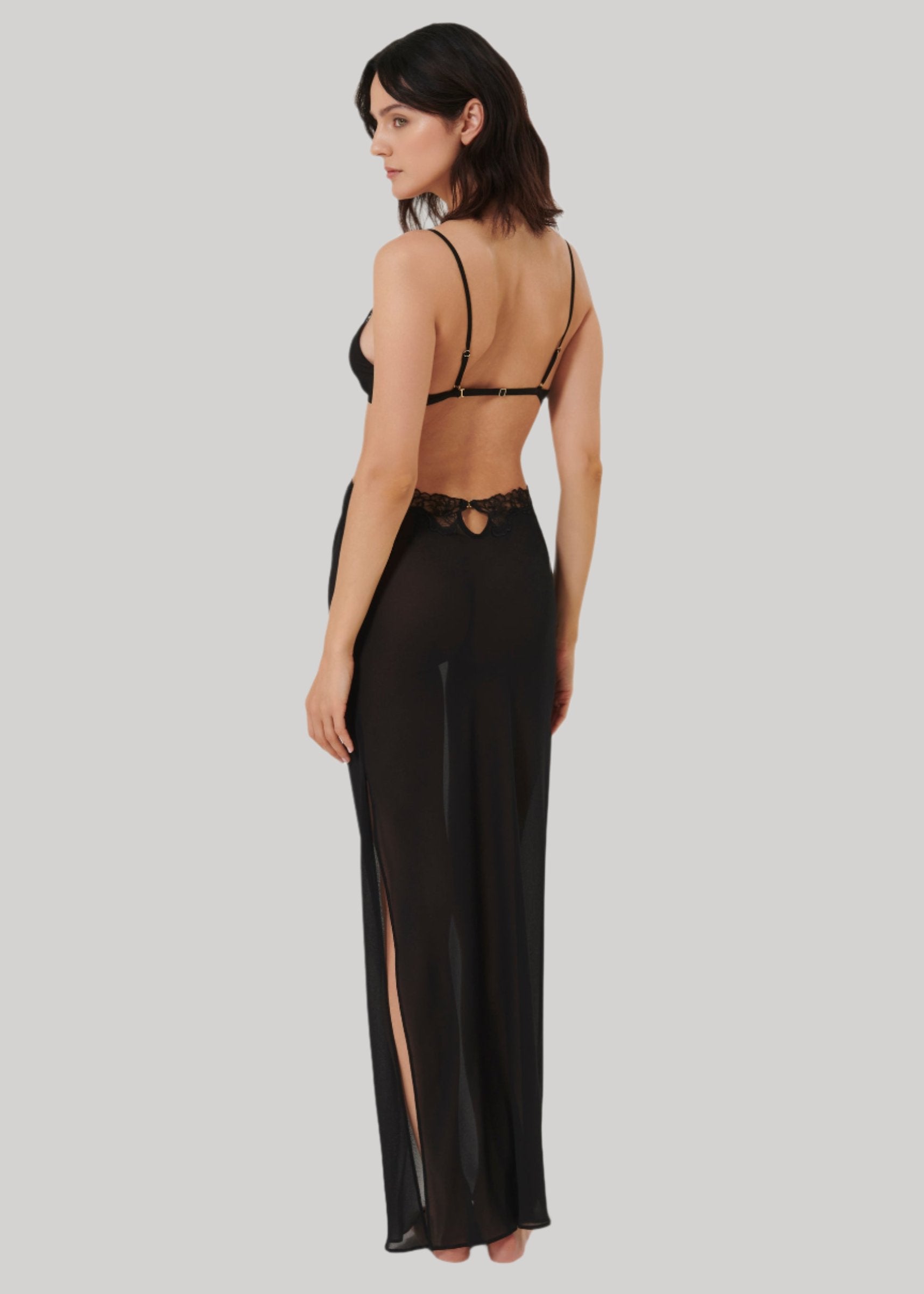 Bluebella Julianne Long Chemise (Black) | Avec Amour Lingerie