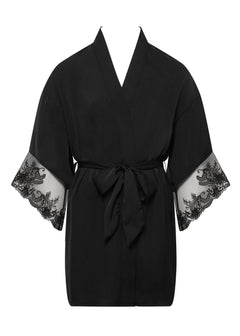 Marseielle Luxury Satin Kimono (Black) | Avec Amour Lingerie
