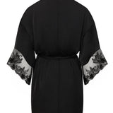 Marseielle Luxury Satin Kimono (Black) | Avec Amour Lingerie