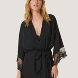 Marseielle Luxury Satin Kimono (Black) | Avec Amour Lingerie