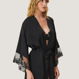 Marseielle Luxury Satin Kimono (Black) | Avec Amour Lingerie