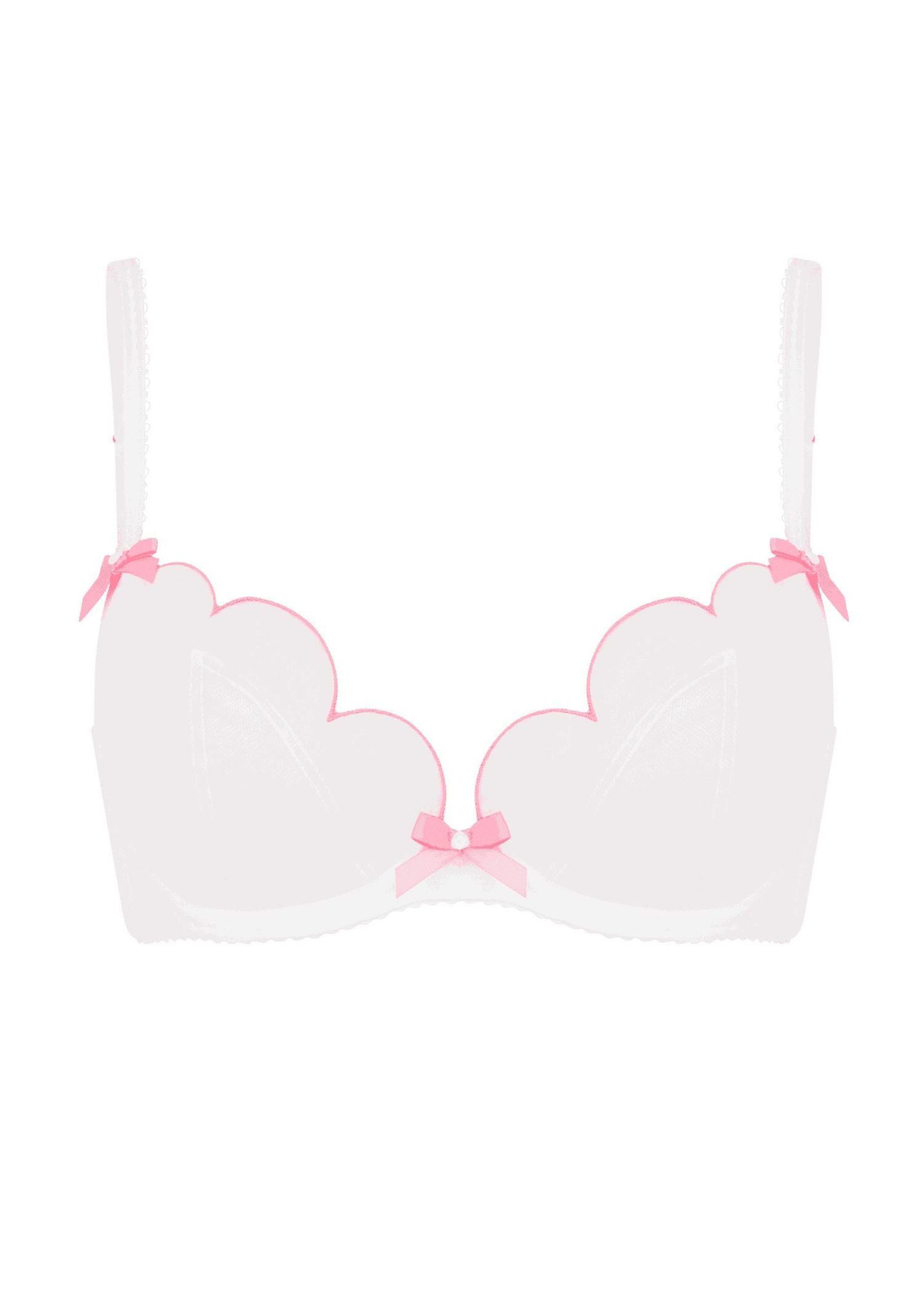 Agent Provocateur - Lorna Plunge Bra (White/Pink) | Avec Amour Luxury Lingerie