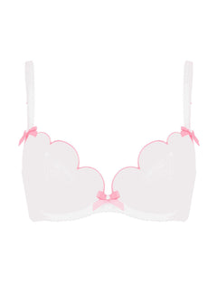 Agent Provocateur - Lorna Plunge Bra (White/Pink) | Avec Amour Luxury Lingerie