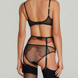 Agent Provocateur Lorna Heart Suspender Belt (Black/Red) | Avec Amour Luxury Lingerie