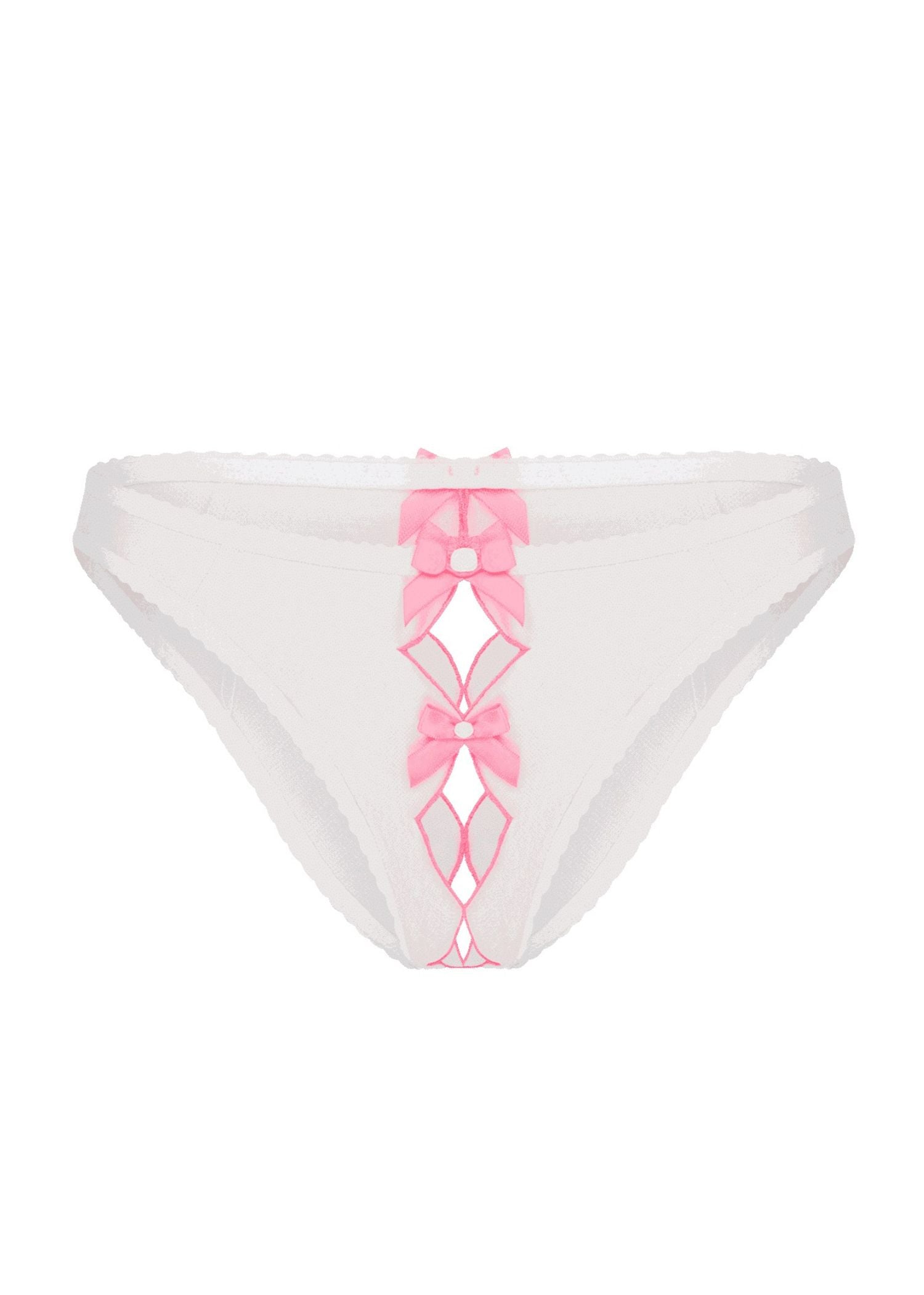 Agent Provocateur - Lorna Ouvert Panty (White/Pink) | Avec Amour Luxury Lingerie
