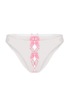 Agent Provocateur - Lorna Ouvert Panty (White/Pink) | Avec Amour Luxury Lingerie