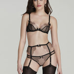 Agent Provocateur Lorna (Black/Pink) Suspender - Luxury Lingerie | Avec Amour Sexy Lingerie