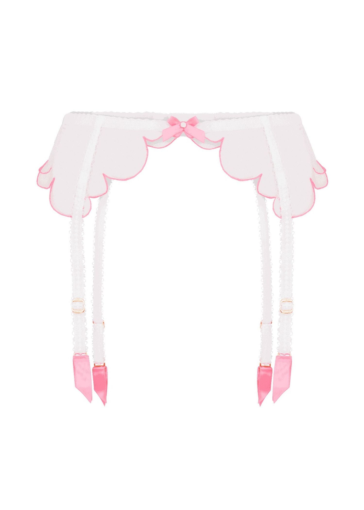 Agent Provocateur - Lorna Suspender (White/Pink) | Avec Amour Luxury Lingerie