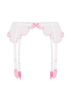 Agent Provocateur - Lorna Suspender (White/Pink) | Avec Amour Luxury Lingerie