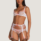 Agent Provocateur - Lorna Suspender (White/Pink) | Avec Amour Luxury Lingerie
