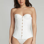 Agent Provocateur Mercy Satin Corset (Ivory) | Avec Amour Luxury Lingerie