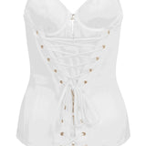 Agent Provocateur Mercy Satin Corset (Ivory) | Avec Amour Luxury Lingerie