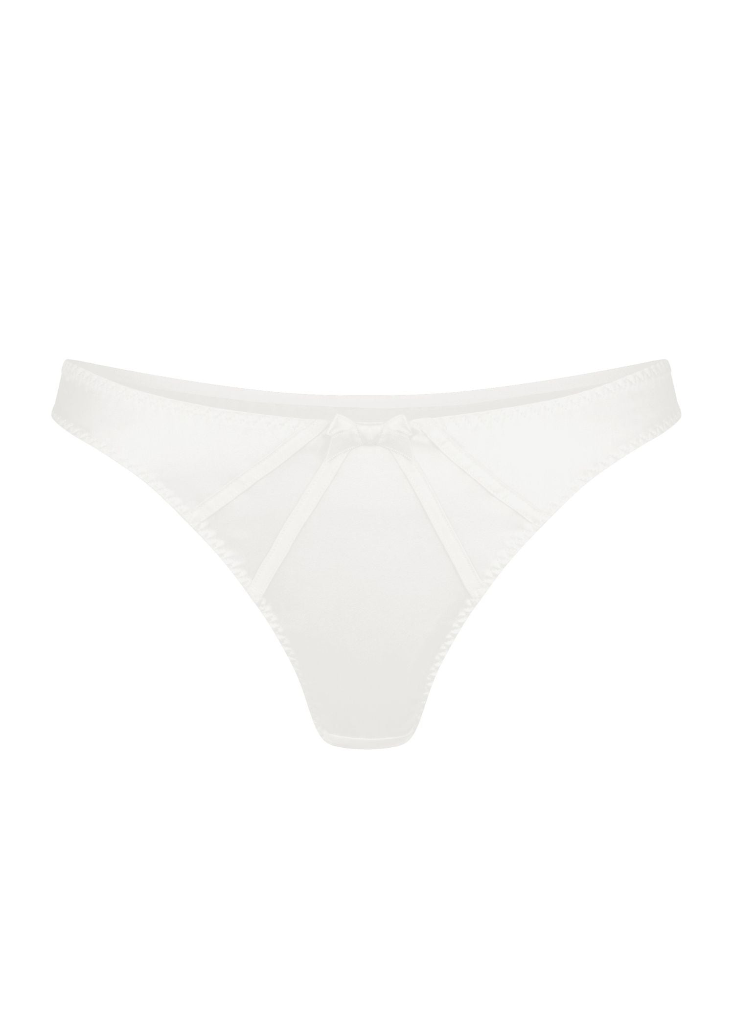 Agent Provocateur Mercy Satin Thong (Ivory) | Avec Amour Luxury Lingerie