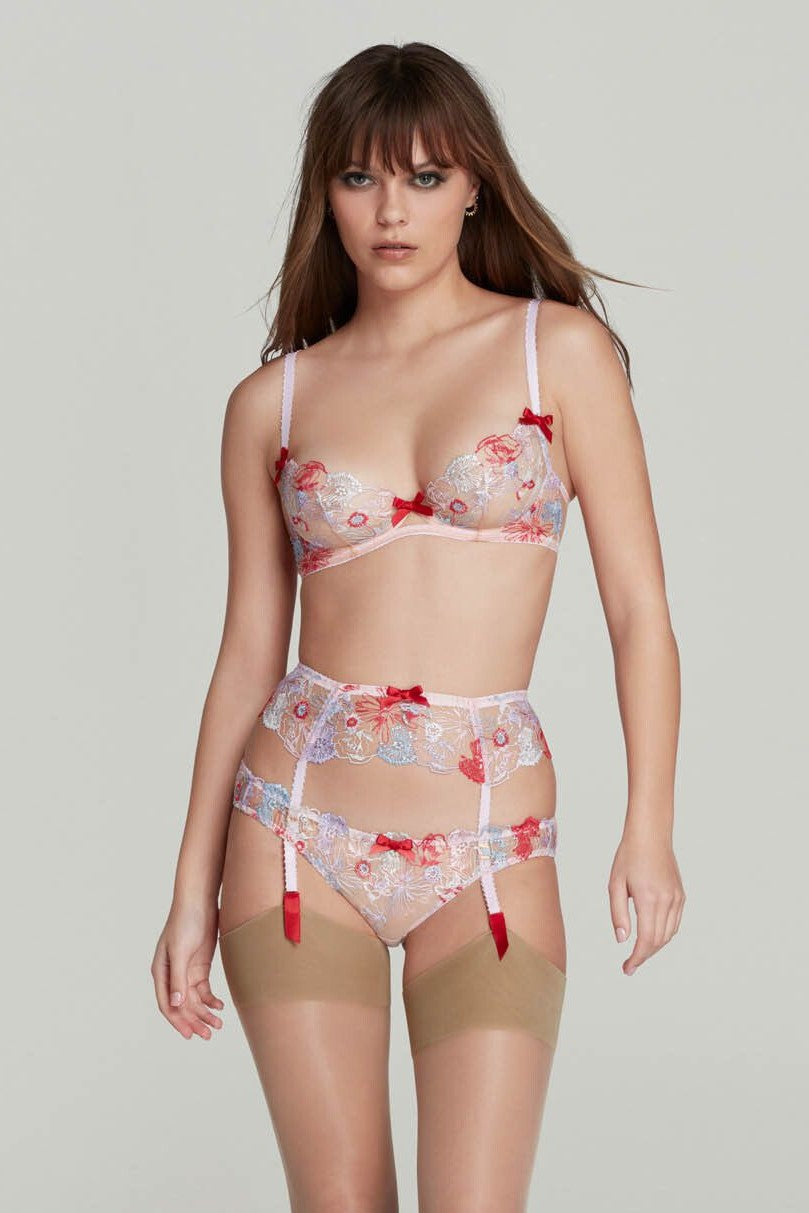 Agent Provocateur Zuri Suspender (Red / Blue / Sand) | Avec Amour Luxury Lingerie