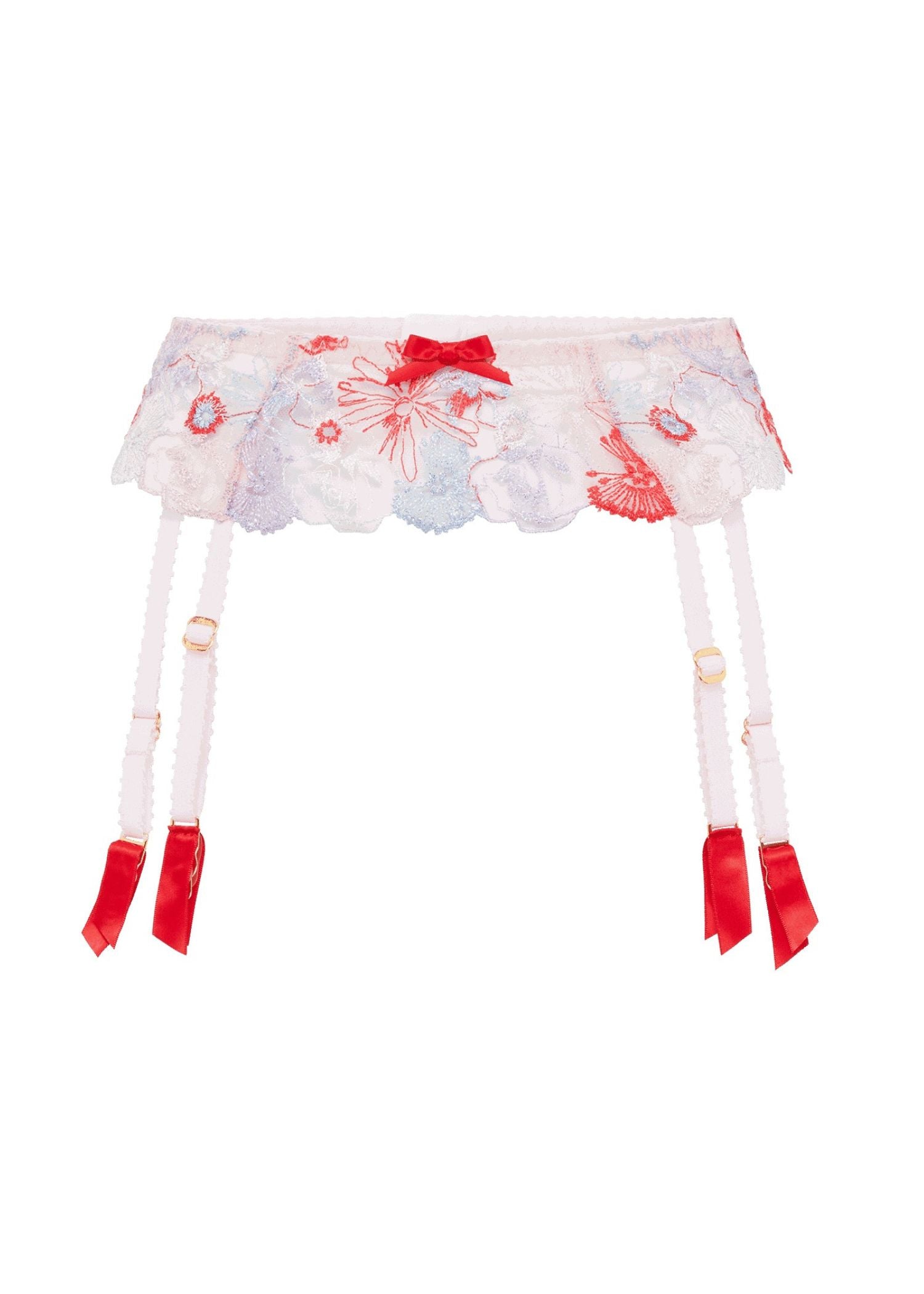 Agent Provocateur Zuri Suspender (Red / Blue / Sand) | Avec Amour Luxury Lingerie