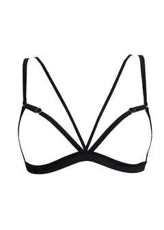 AVAM LINES Bra, Thong & Suspender Set (Black) | Avec Amour LIngerie