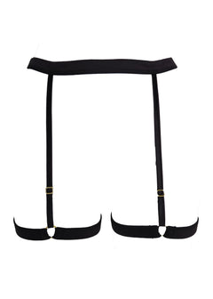 AVAM LINES Bra, Thong & Suspender Set (Black) | Avec Amour LIngerie