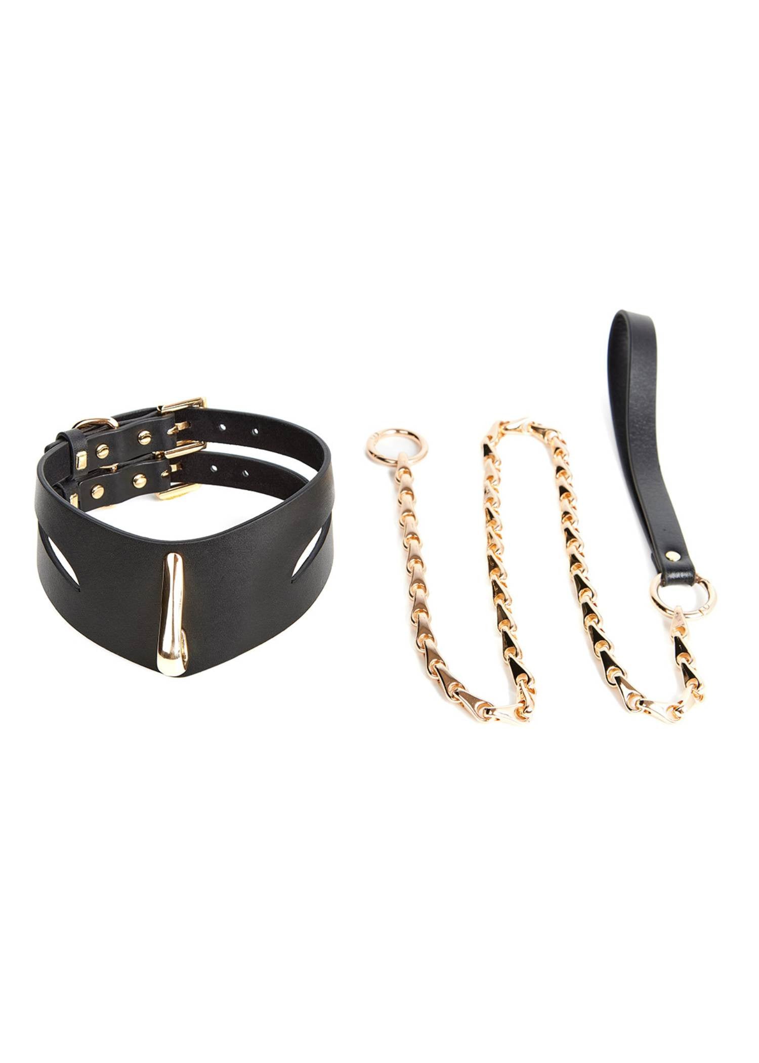 AVAM MOLTEN Leather Collar with Leash (Black) | Avec Amour Lingerie